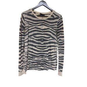 Armani Exchange Women's Shirt Animal Tiger Print Long Sleeve Lightweight Medium